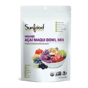 Sunfood Superfoods Organic Acai Maqui Bowl Mix Superfood Powder with Antioxidant, 6 Oz